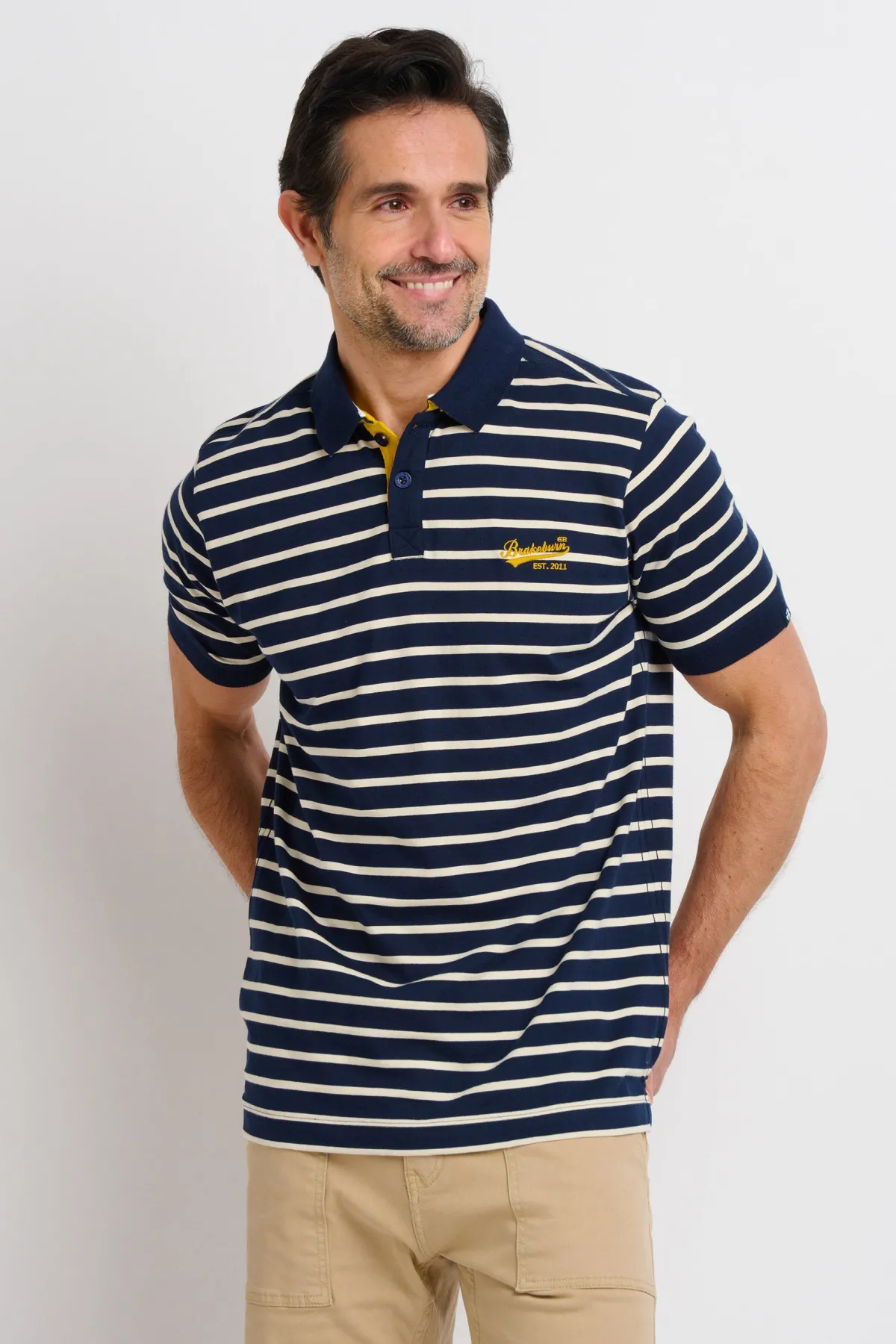 Brakeburn Striped Polo Shirt Navy Cheap