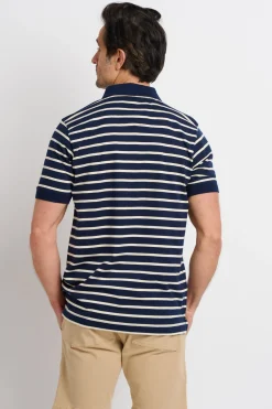 Brakeburn Striped Polo Shirt Navy Cheap