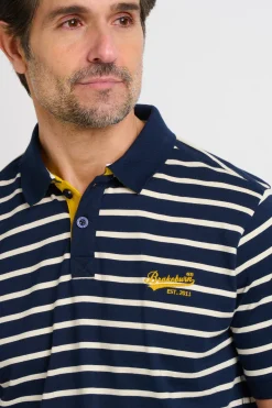 Brakeburn Striped Polo Shirt Navy Cheap