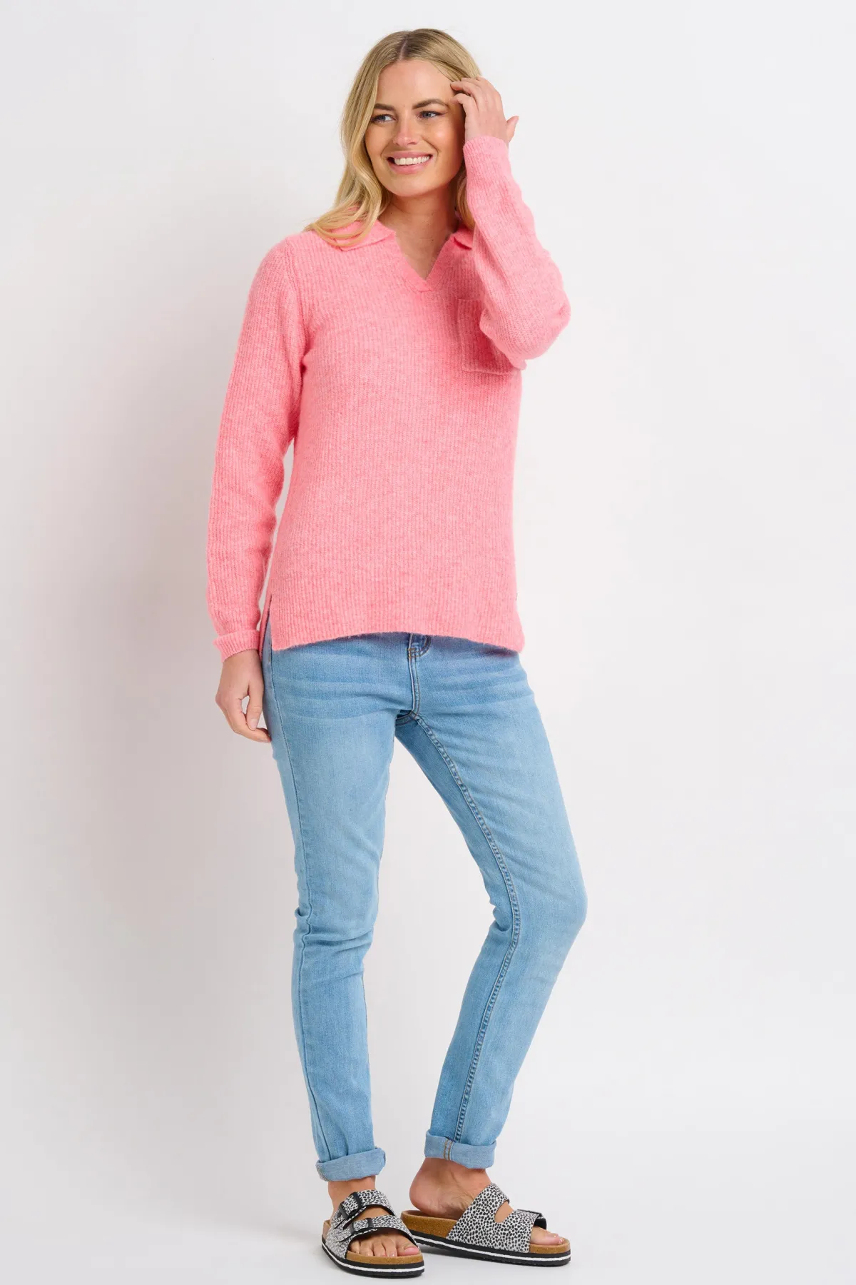 Brakeburn Sunrise Collar Knit Pink Fashion