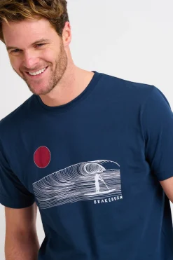 Brakeburn Sunset Paddle Tee Navy Cheap