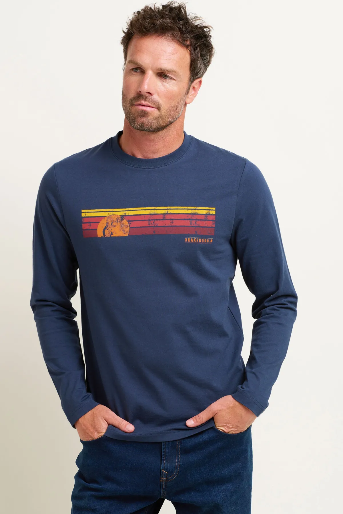 Brakeburn Sunset Stripe Long Sleeve Tee Multicoloured Flash Sale