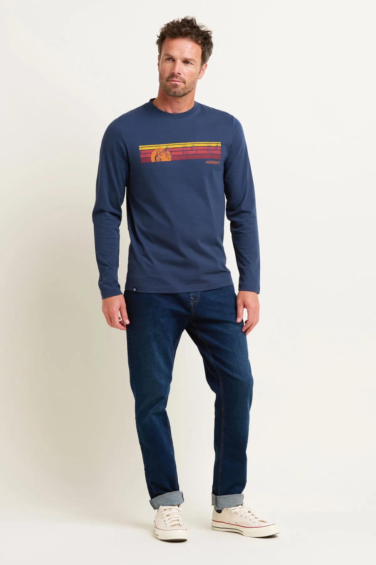 Brakeburn Sunset Stripe Long Sleeve Tee Multicoloured Flash Sale