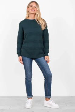 Brakeburn Texture Stripe Jumper Green Best