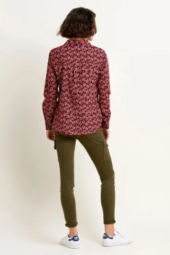 Brakeburn Thistle Cord Shirt Burgundy Discount
