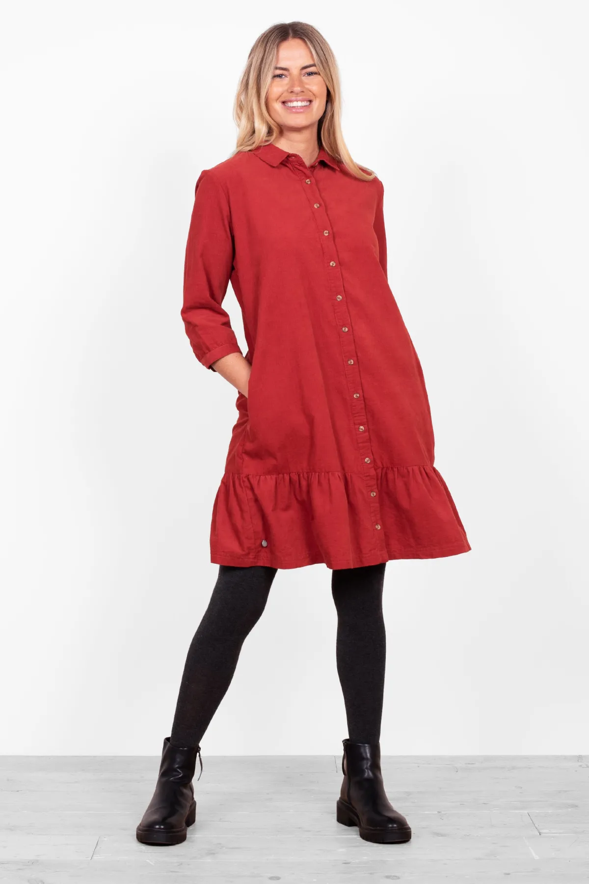 Brakeburn Tilly Shirt Dress Burgundy Online