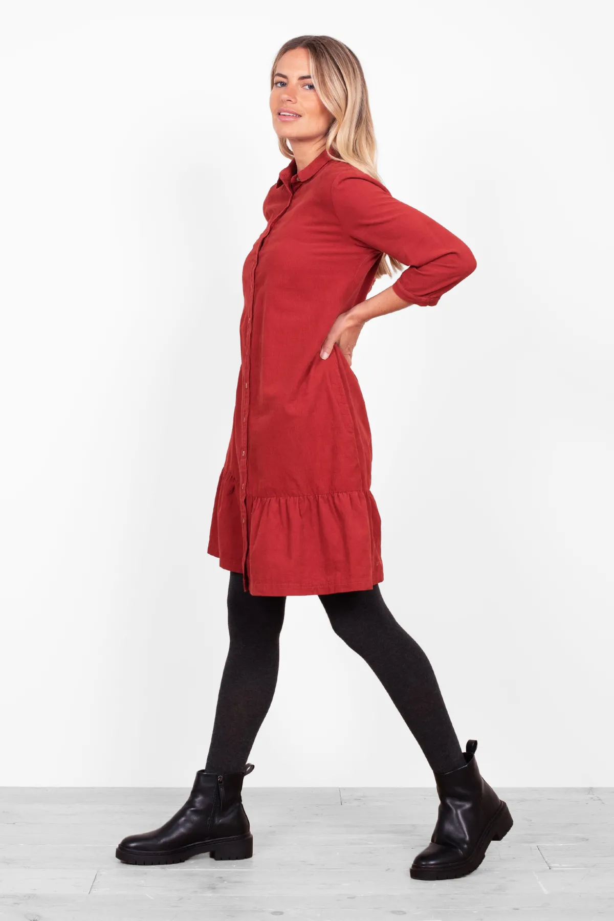 Brakeburn Tilly Shirt Dress Burgundy Online