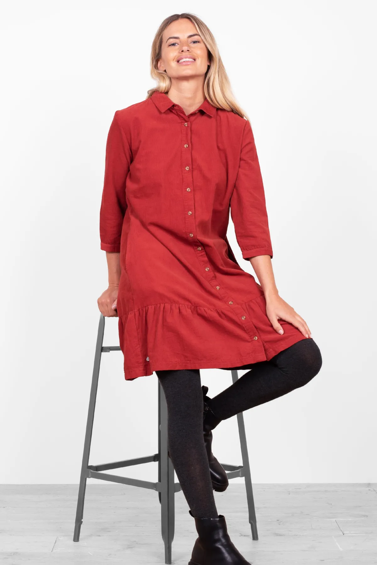 Brakeburn Tilly Shirt Dress Burgundy Online