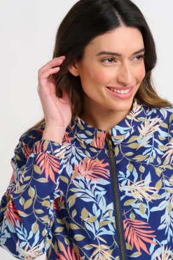 Brakeburn Trailing Tropics Bomber Jacket Blue Sale