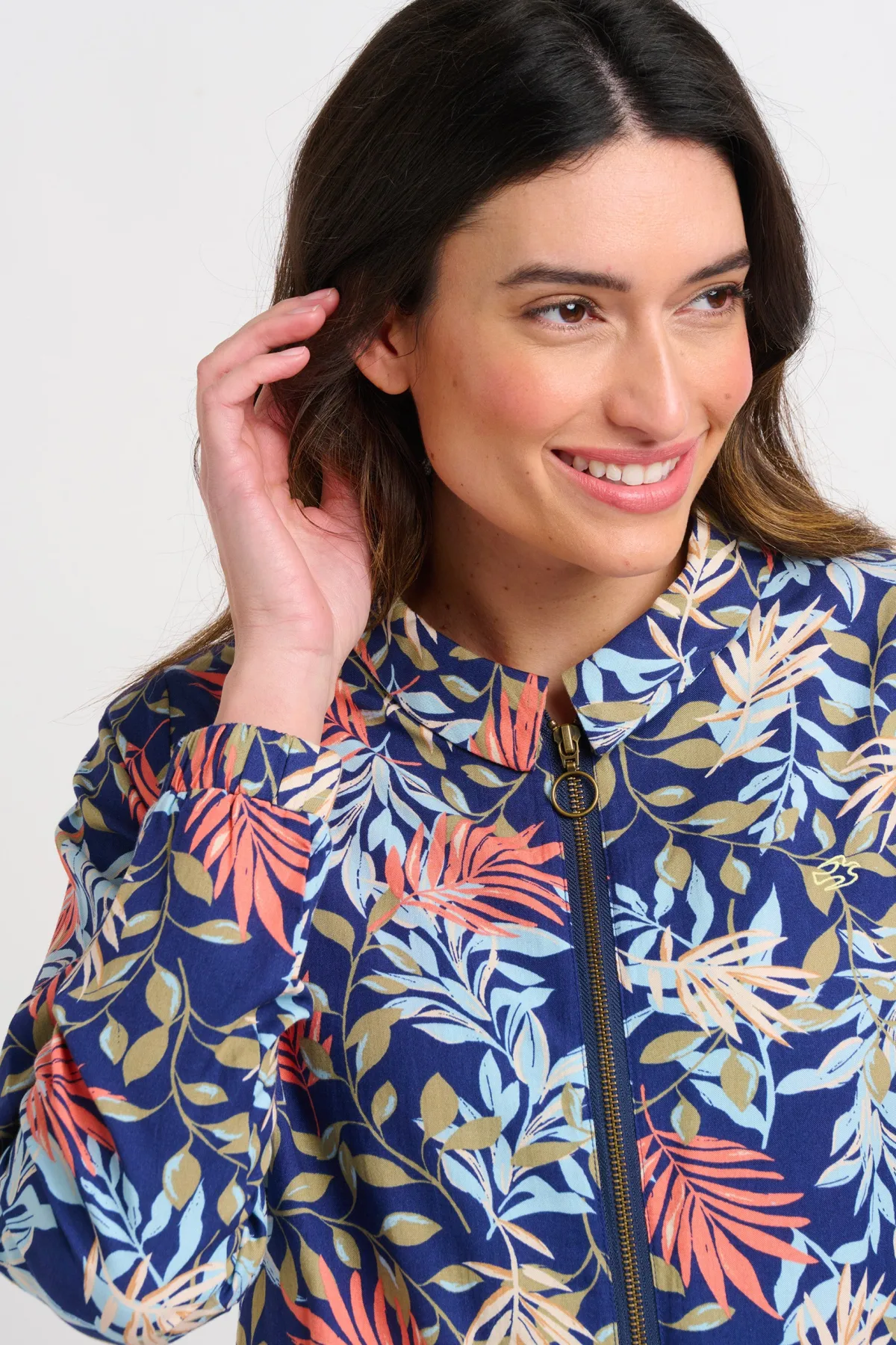Brakeburn Trailing Tropics Bomber Jacket Blue Sale