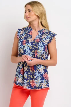 Brakeburn Trailing Tropics Sleeveless Blouse Blue Online