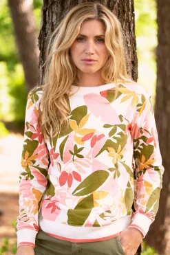 Brakeburn Tropical Palm Crew Neck Sweat Green Outlet