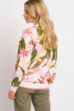 Brakeburn Tropical Palm Crew Neck Sweat Green Outlet