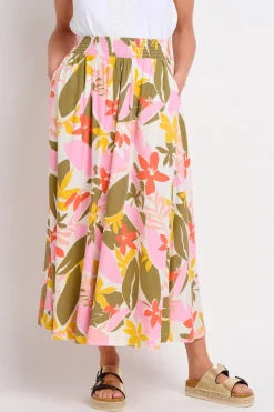 Brakeburn Tropical Palm Skirt Khaki Discount