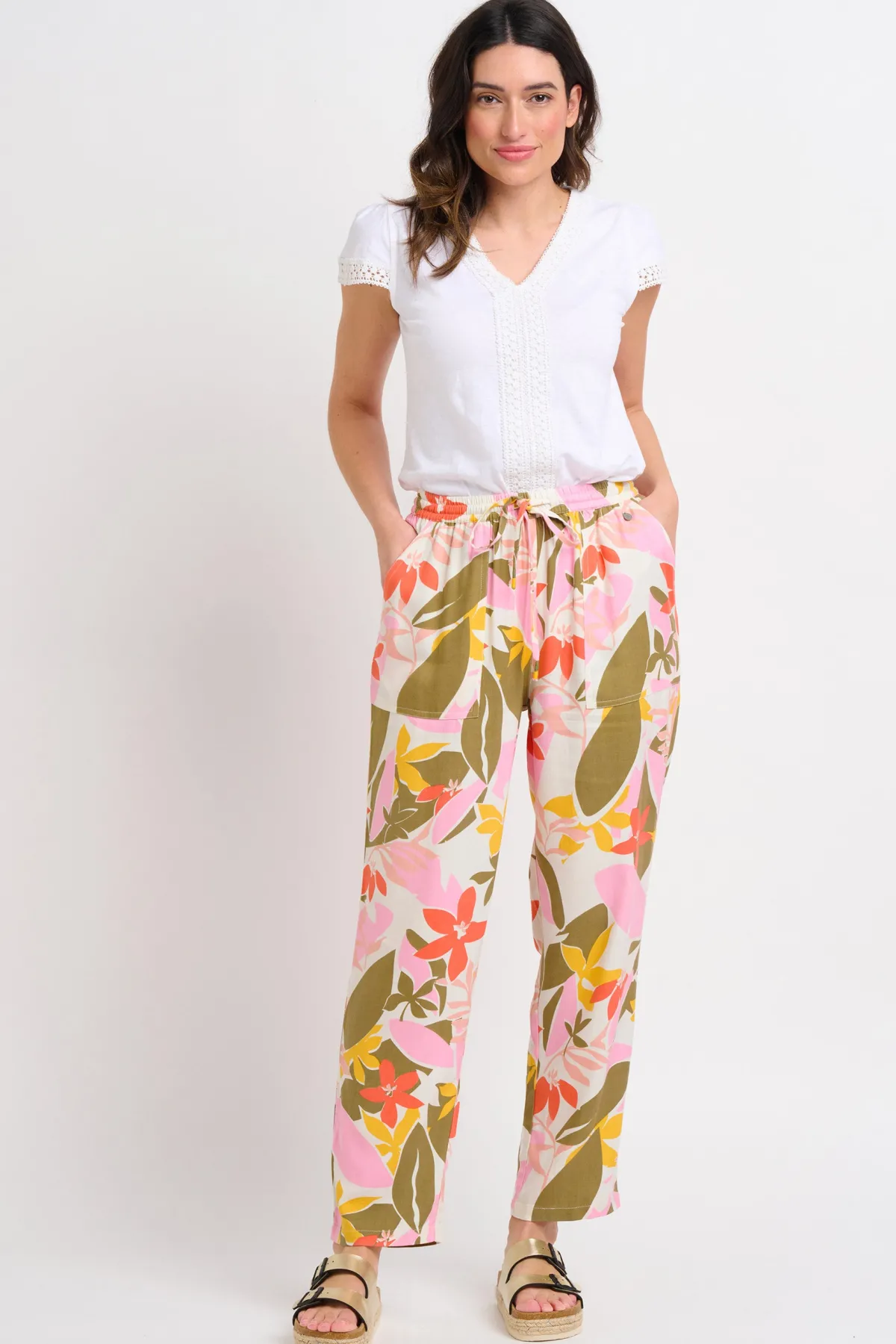 Brakeburn Tropical Palm Traveller Pants Khaki Best Sale