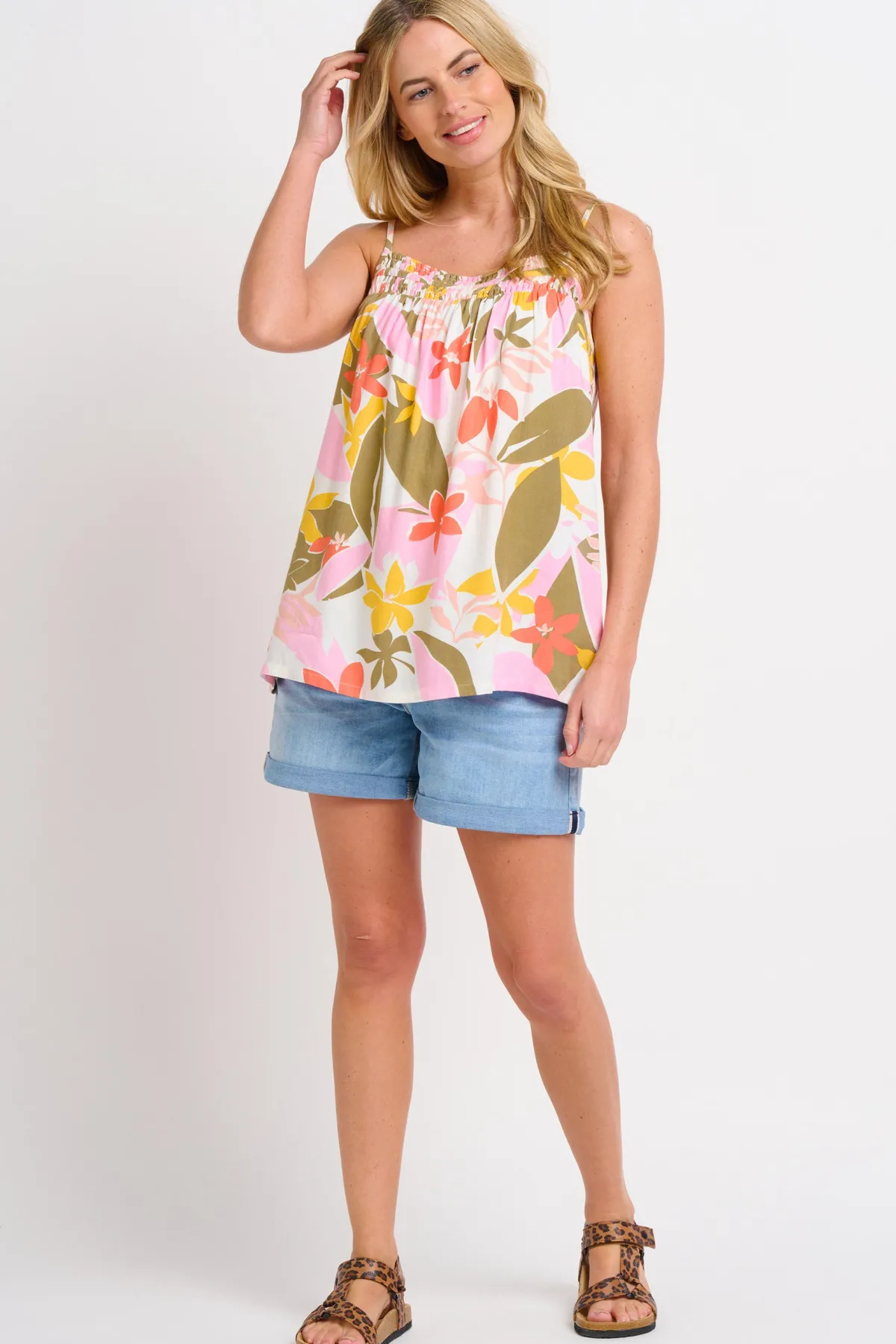 Brakeburn Tropical Palm Vest Khaki Fashion
