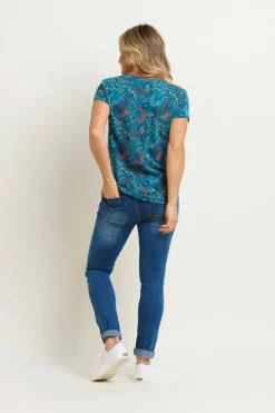 Brakeburn Uma Floral Paisley Tee Blue Cheap