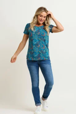 Brakeburn Uma Floral Paisley Tee Blue Cheap