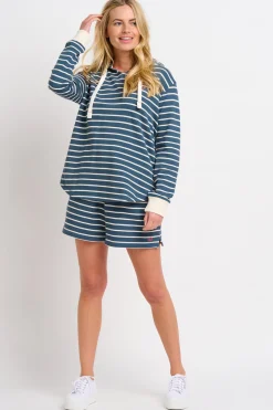 Brakeburn V Neck Hoodie Navy Store
