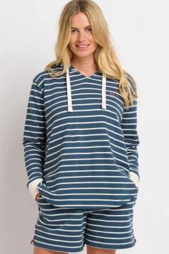 Brakeburn V Neck Hoodie Navy Store