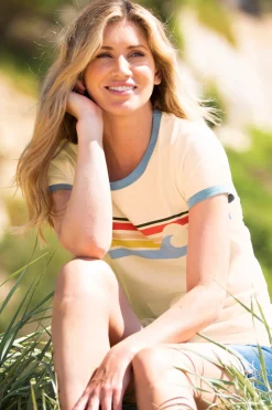 Brakeburn Wave Chest Stripe Tee Cream Flash Sale