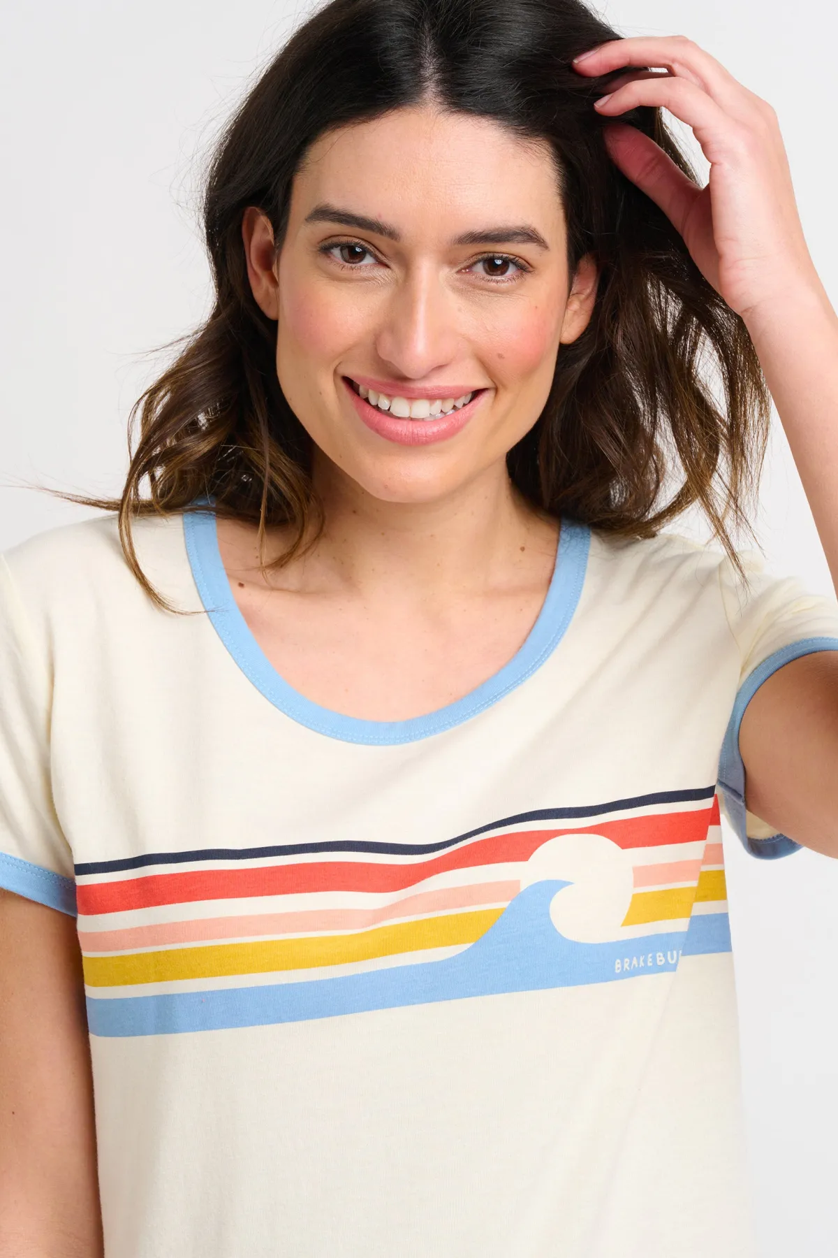 Brakeburn Wave Chest Stripe Tee Cream Flash Sale