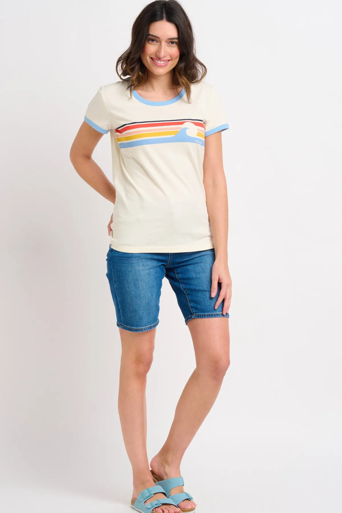 Brakeburn Wave Chest Stripe Tee Cream Flash Sale