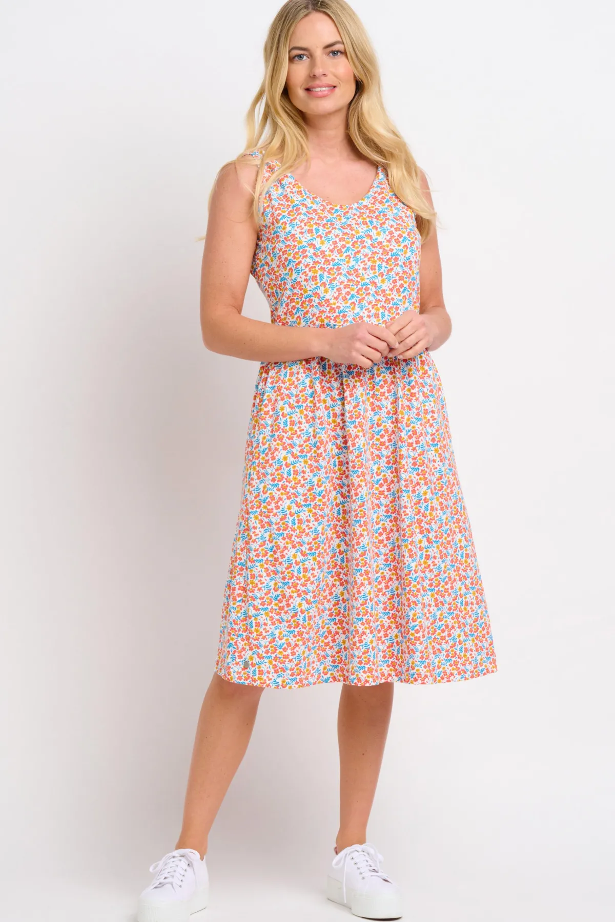 Brakeburn Whimsical Floral Sleeveless Dress Blue Sale