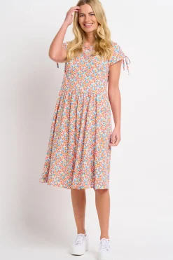 Brakeburn Whimsical Floral Tie Shoulder Dress Blue Best