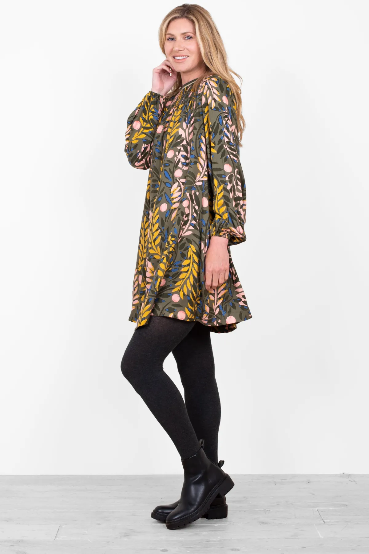 Brakeburn Winter Trailing Tipping Dress Green Cheap