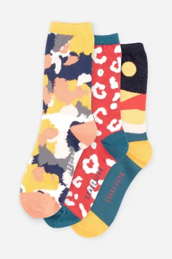 Brakeburn Women'S Desert Leopard Socks 3 Pack Multicoloured Shop