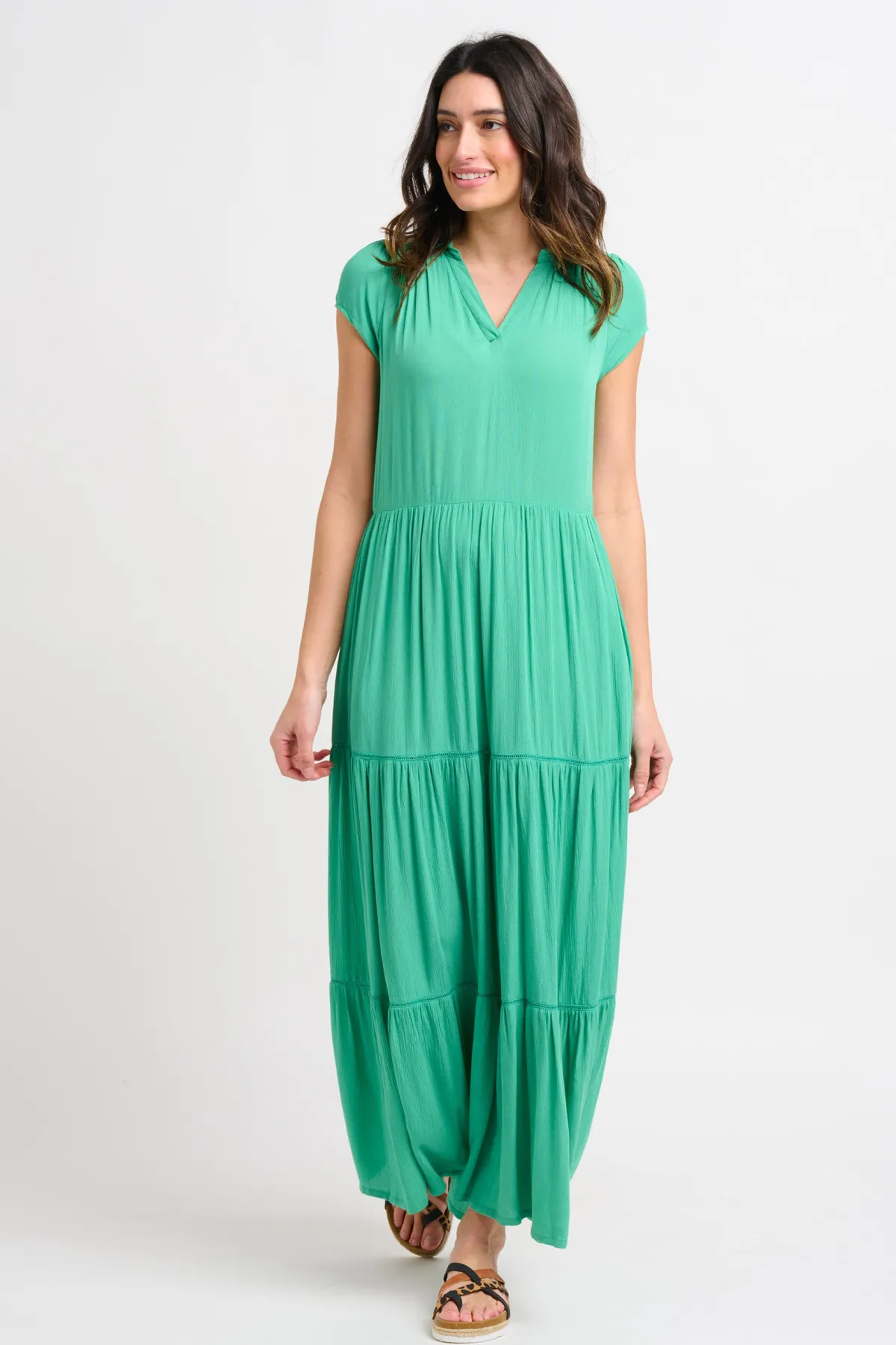 Brakeburn Wynn Maxi Dress Green New