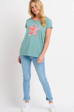 Brakeburn Zebra Star Tee Coral Cheap