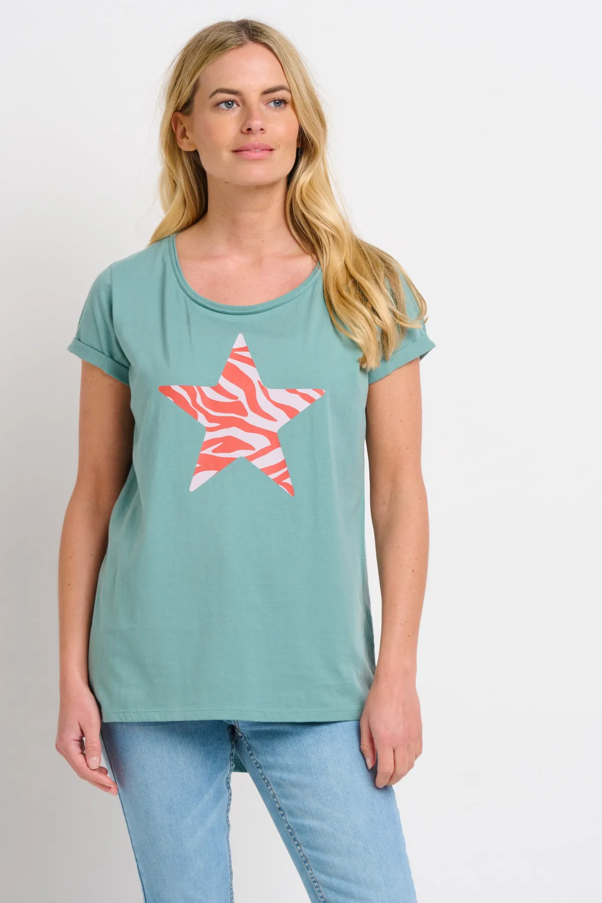 Brakeburn Zebra Star Tee Coral Cheap