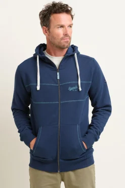 Brakeburn Zip Through Hoodie Navy Fashion