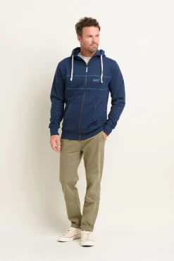 Brakeburn Zip Through Hoodie Navy Fashion