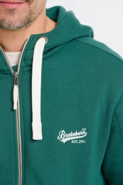 Brakeburn Zip Through Hoodie Green Outlet